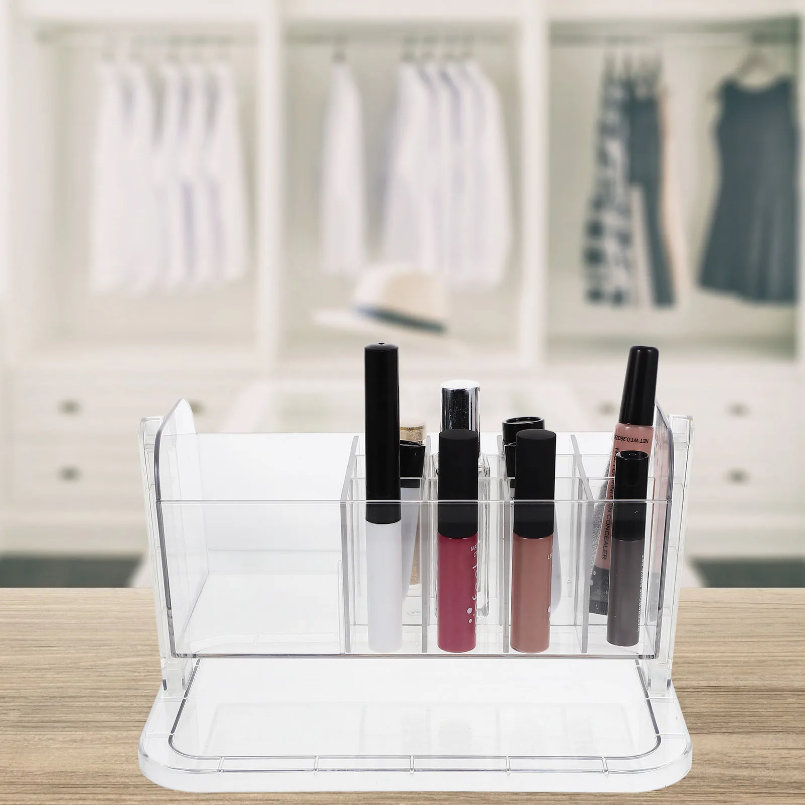 

Rotating Makeup Brush Storage Box Brushes Holder with Lid Transparent The Pet