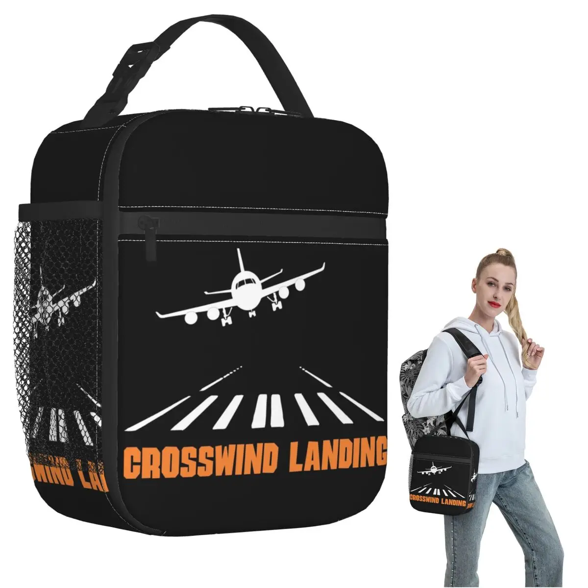 Airplane Crosswind Landing Insulated Lunch Bag for Women Kids Portable Food Boxes Thermal Lunch Box Tote