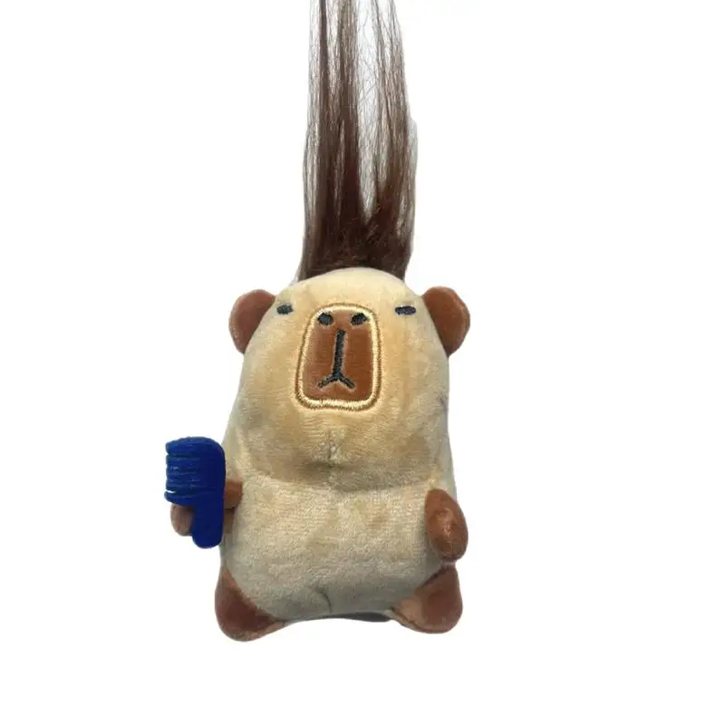 Capybara Keyring Capybara Stuffed Animals Keyring Blow-up of Hair Cute Capybara Stuffed Toy Keychain Super Soft Capybara Plushie