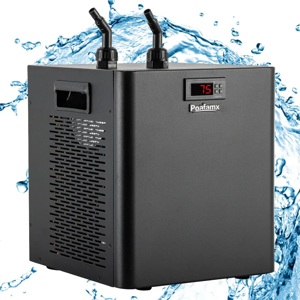 Aquarium Chiller 79Gal 1/3 Water Chiller for Hydroponics System Home Use Axolotl Fish Coral Shrimp 110V with Pump and Pipe