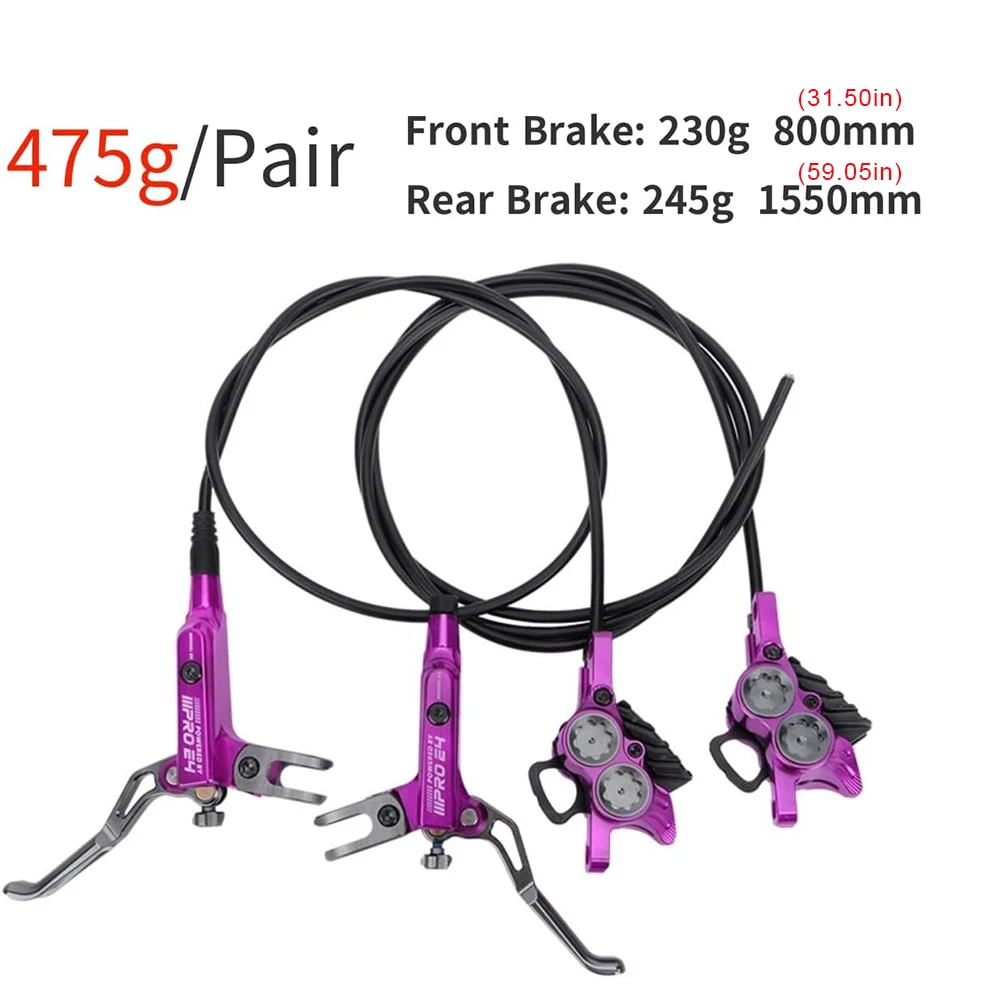 IIIPRO MTB Hydraulic Disc Brake 4-Piston Road Mountain Bike Disc Brake Set Front 800mm Rear 1550mm Bicycle Brake Cycling Parts