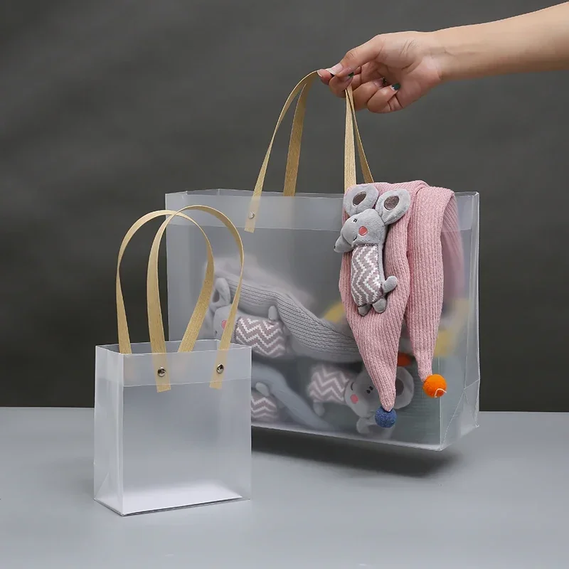 

10PCS semi transparent frosted hard plastic packaging gift bags