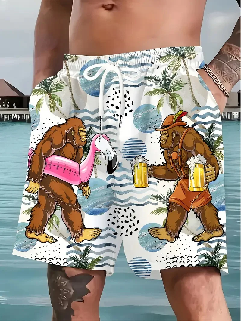 

Мужские пляжные шорты с 3D принтом животных, новинка 2025 года, повседневные свободные забавные гавайские шорты, подходящие для мужской одежды