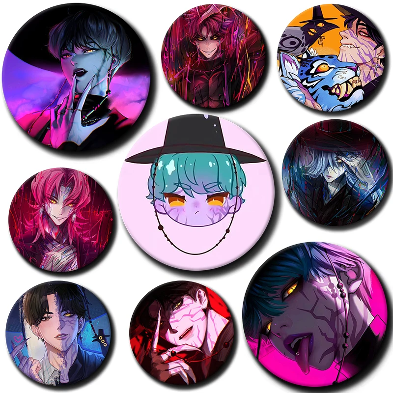 

58mm Anime Huntrix Saja Boys Soft Button Pin KPop TV Demon Hunters Brooches Cartoon Character Badge Bag Decor Fans Collect Gifts
