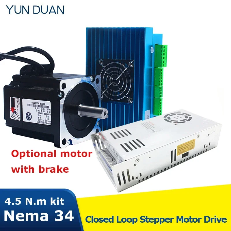 

Nema34 4.5NM Stepper Motor Drive 400W Power Supply Kit Hybrid Easy Servo 4.5Nm Closed Loop Stepper Motor with Brake for Z Axis