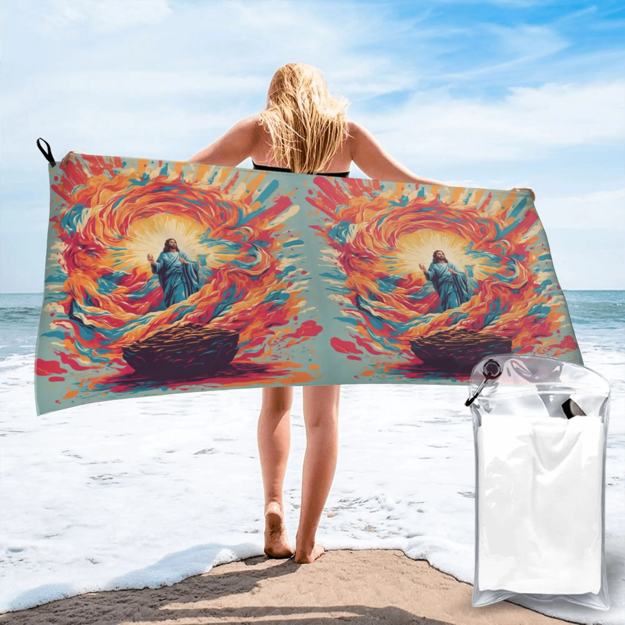resurrected Jesus Jesus Biblical References Beach Towel Soft Microfiber Quick Dry Absorbent Quick Towels For Swimming