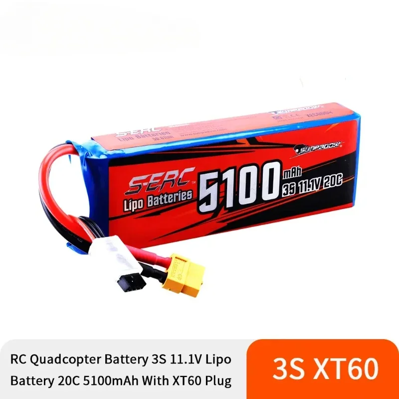 

3S 20C Lipo аккумулятор 5100 мАч 11,1 В с разъемом XT60 для радиоуправляемого самолета, вертолета, дрона, FPV, квадрокоптера, модели гонок