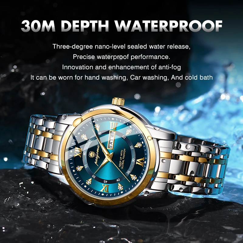 PAAZOMU Watch Men Women Diamond Business Dress Analog Quartz Stainless Steel Waterproof Luminous Date  Luxury Casual Wrist Watch - view 4