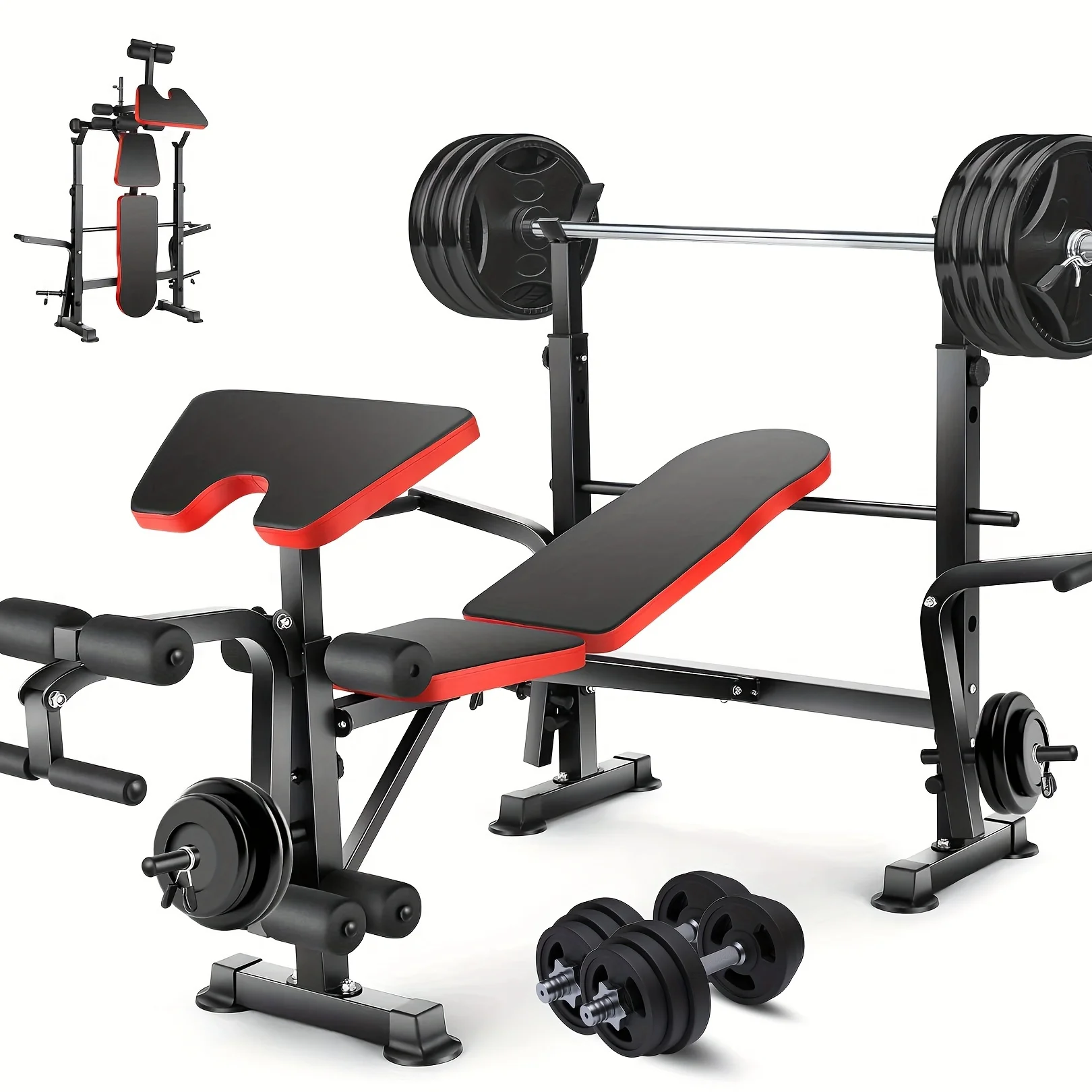 

All In One 3S Fast Folding Home Gym Equipment Professional Workout Bench Set with Squat Rack, Adjustable & Foldable Upgrade