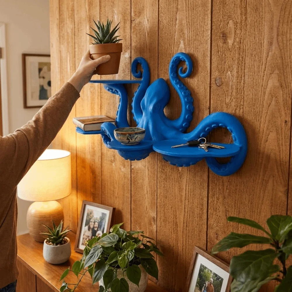 Multi-functional 3D Printed Ocean Animal Shelf Space-Saving Floating Shelves Display Shelf Decorative Display Stand College Dorm
