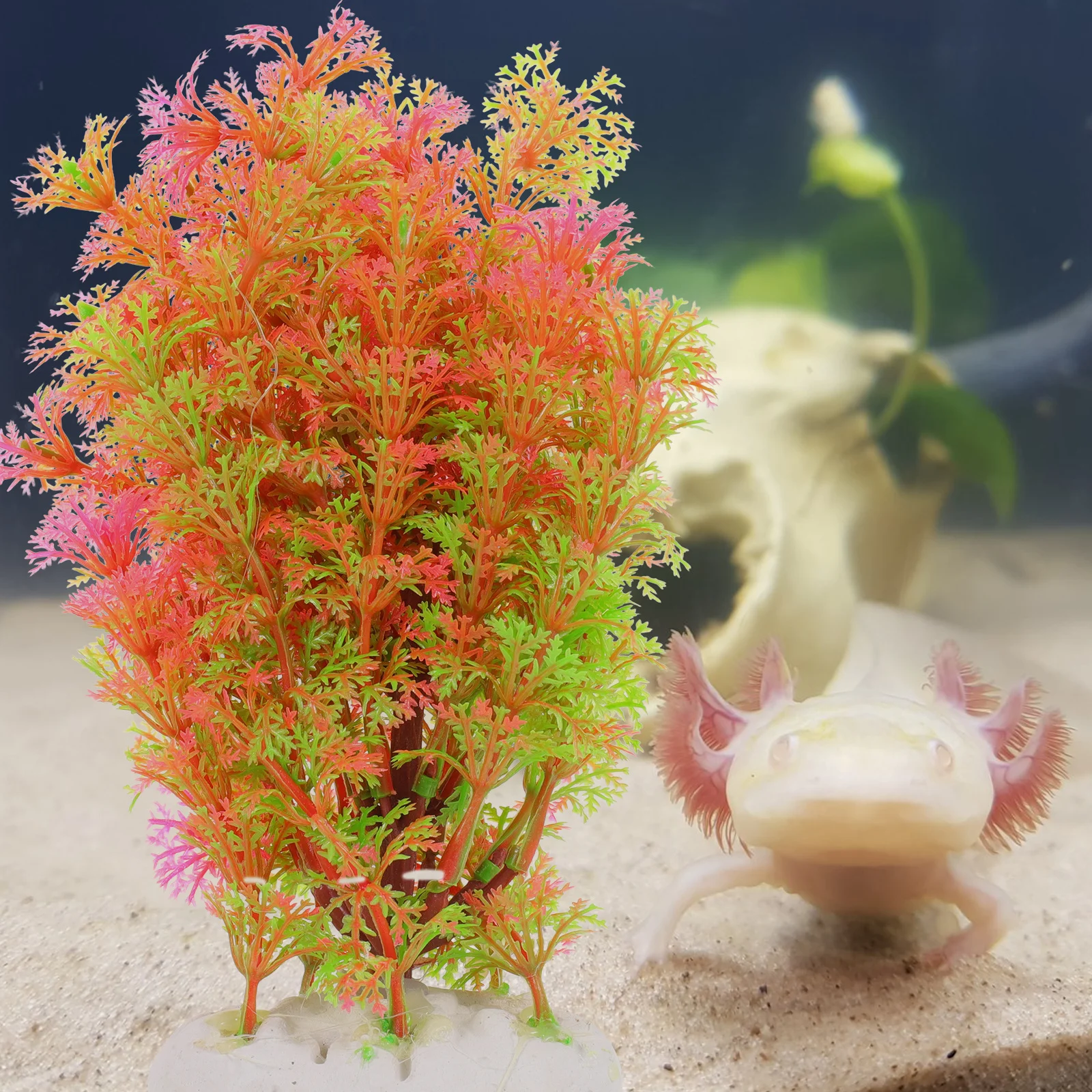 

Realistic Artificial Palm Decorative Aquarium Plant For Fish Tank Office Desktop Home Decoration Compact Plastic Fake Plant