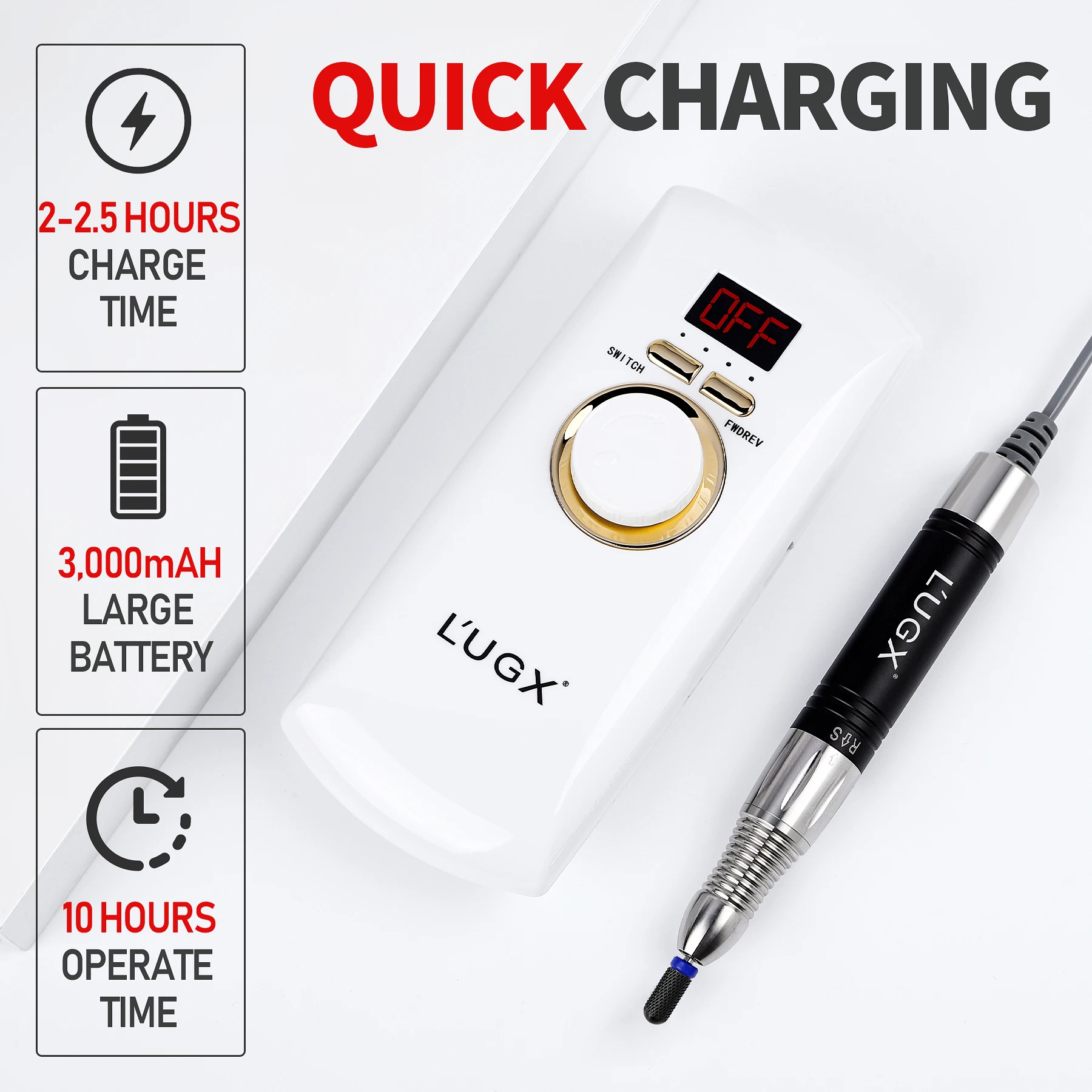 Professional Manicure Electric Nail Drill Machine 30000RPM Cordless Nail File Rechargeable Nail Polishing Grinder For Nails