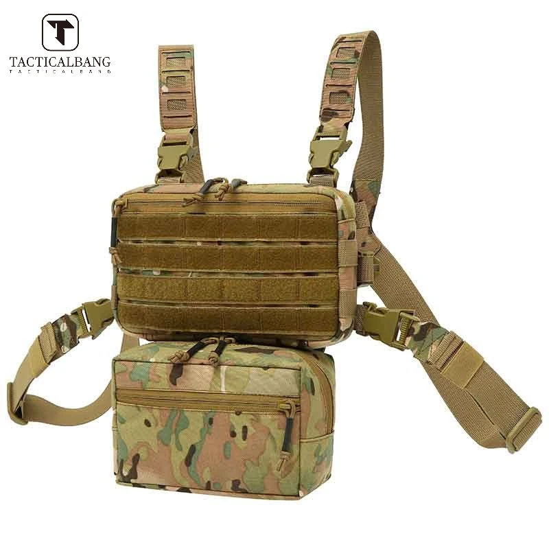 

Tacticalbang Adjustable Tactical Hunting Vest with Multiple Pockets Molle Chest Rig EDC with Drop Pouch