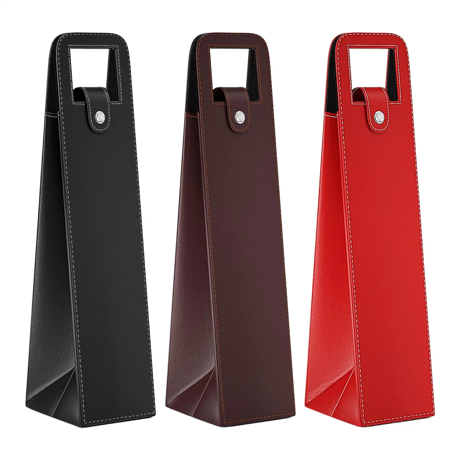 PU Leather Wine Tote Bag Reusable Single Bottle Carrier Champagne Gift Bags Portable Holder for Wedding Party Picnic Travel Gift