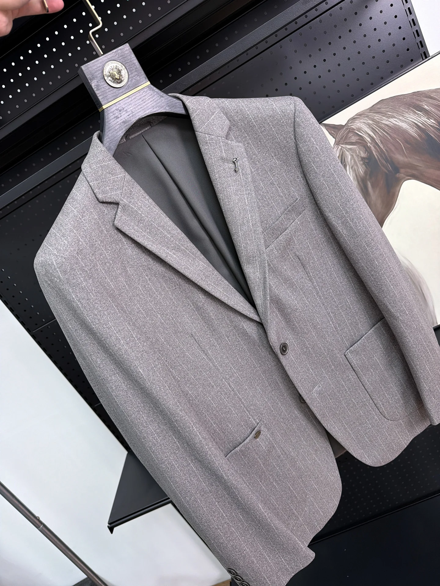 H-Home Men's Business Suit Autumn Winter Thickened Flat Collar Commuter Versatile Woolen Texture Casual Suit Jacket