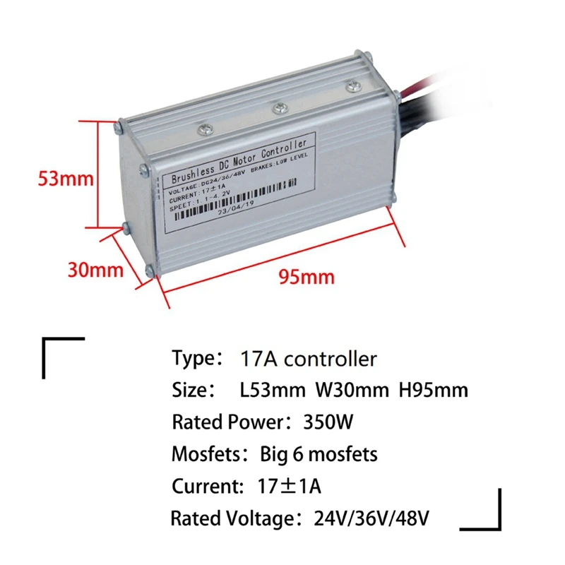 Contrôleur Leic-Mode à onde sinusoïdale pour moteur de vélo électrique, modification de batterie au lithium, 24V, 36V, 48V, 250W, 350W