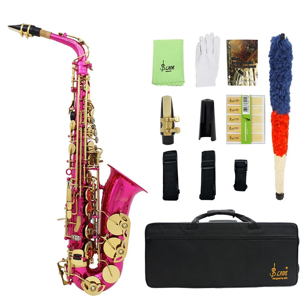 

SLADE E-Flat Alto Saxophone Carved Abalone Shell Brass With Case Gloves Cleaning Cloth Learning Manual Sax Parts & Accessories