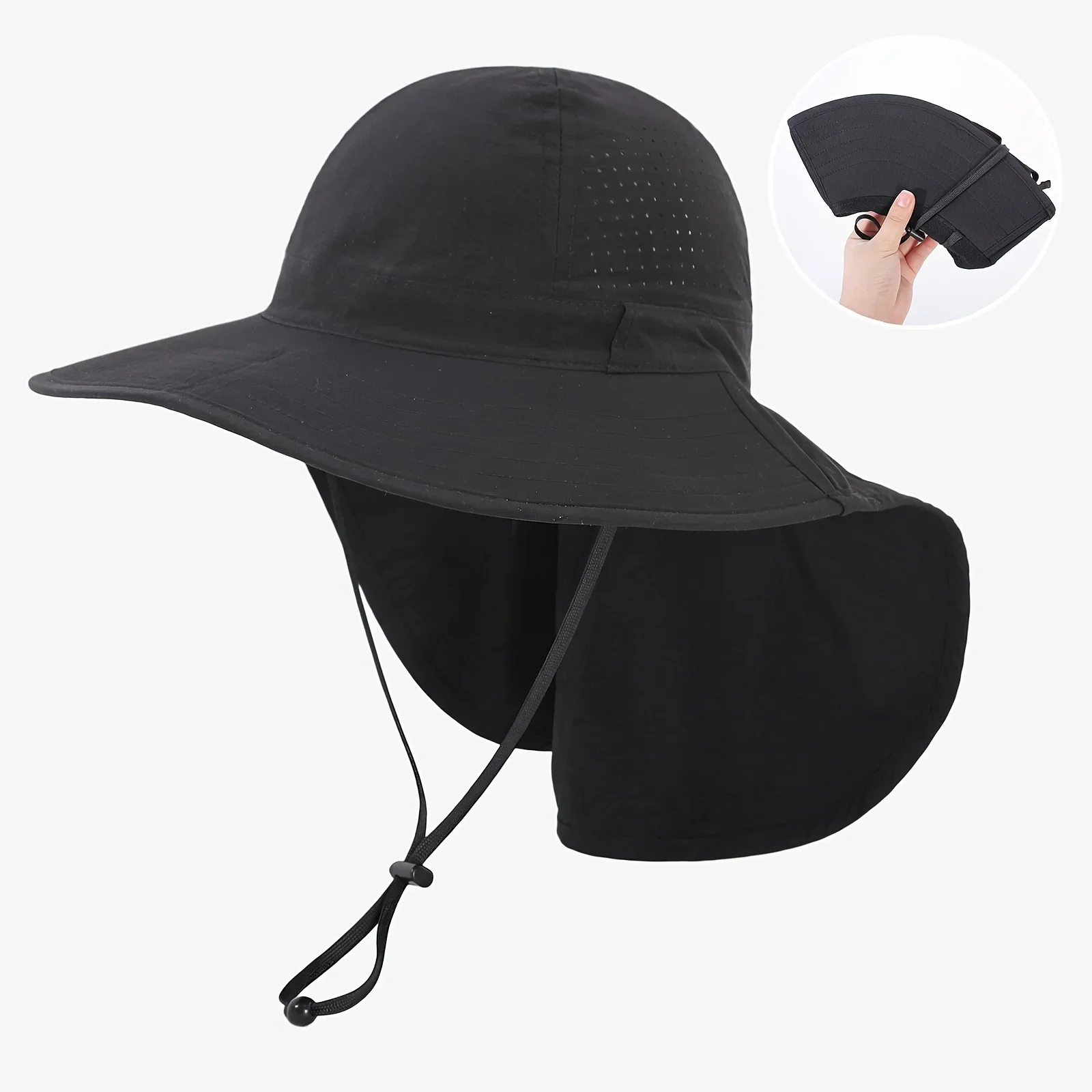 Atmungsaktiver Sonnenschutz-Schal-Sonnenhut für Damen, faltbar, geeignet für Outdoor-Aktivitäten, Wandern, Strandurlaub – Detail 9