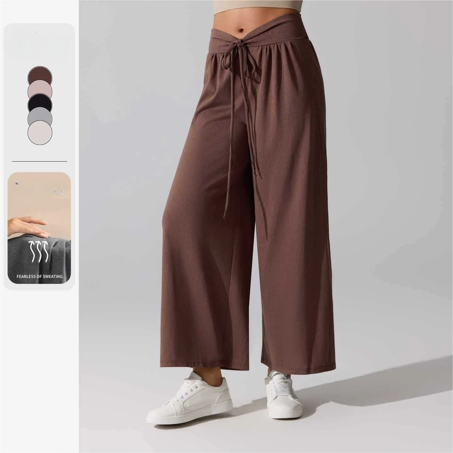 Outdoor Loose and Breathable Women Yoga Pants Skin-friendly Straight Wide-leg Trousers Running Sports Leisure Fitness