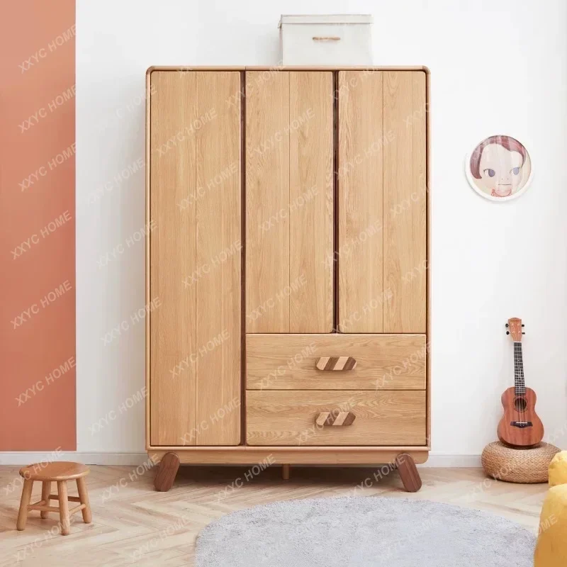 Solid wood wardrobe simple small apartment bedroom home storage locker