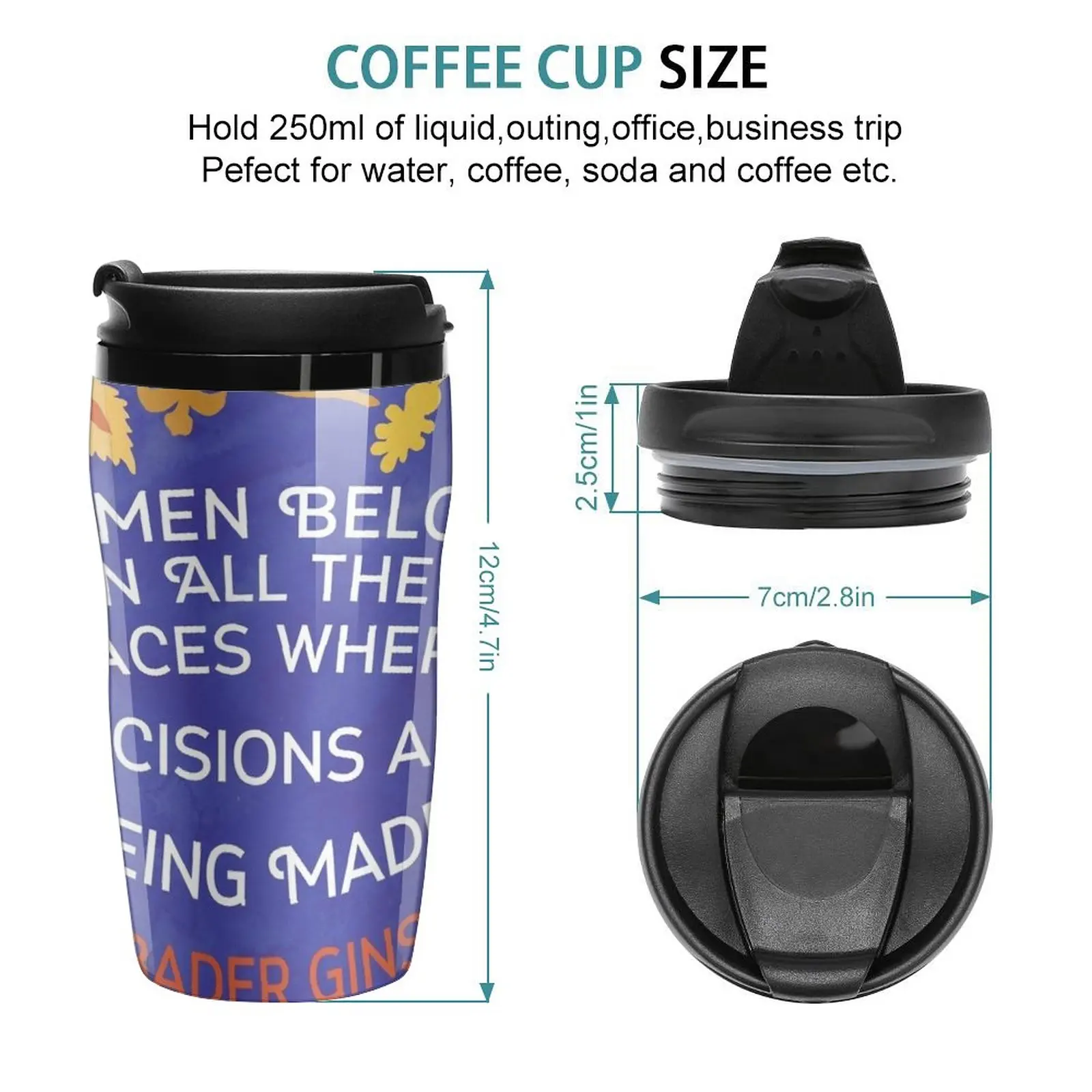 Women Belong In All The Places Where Decisions Are Being Made, Ruth Bader Ginsburg Travel Coffee Mug Mate Cup 999999999999999