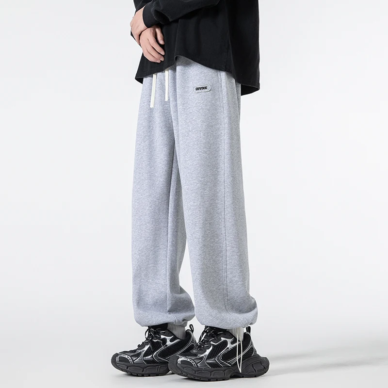 

2025 New Heavyweight Sweatpants Men's Straight Wide Leg Casual Long Pants Spring Autumn Soft Comfort Tapered Drawstring Joggers