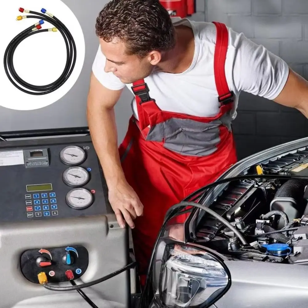 Rubber Charging Hose Set Fluorinated Tubes Fluoridation Detection Refrigerant Charging Hoses 4000psi Burst Pressure