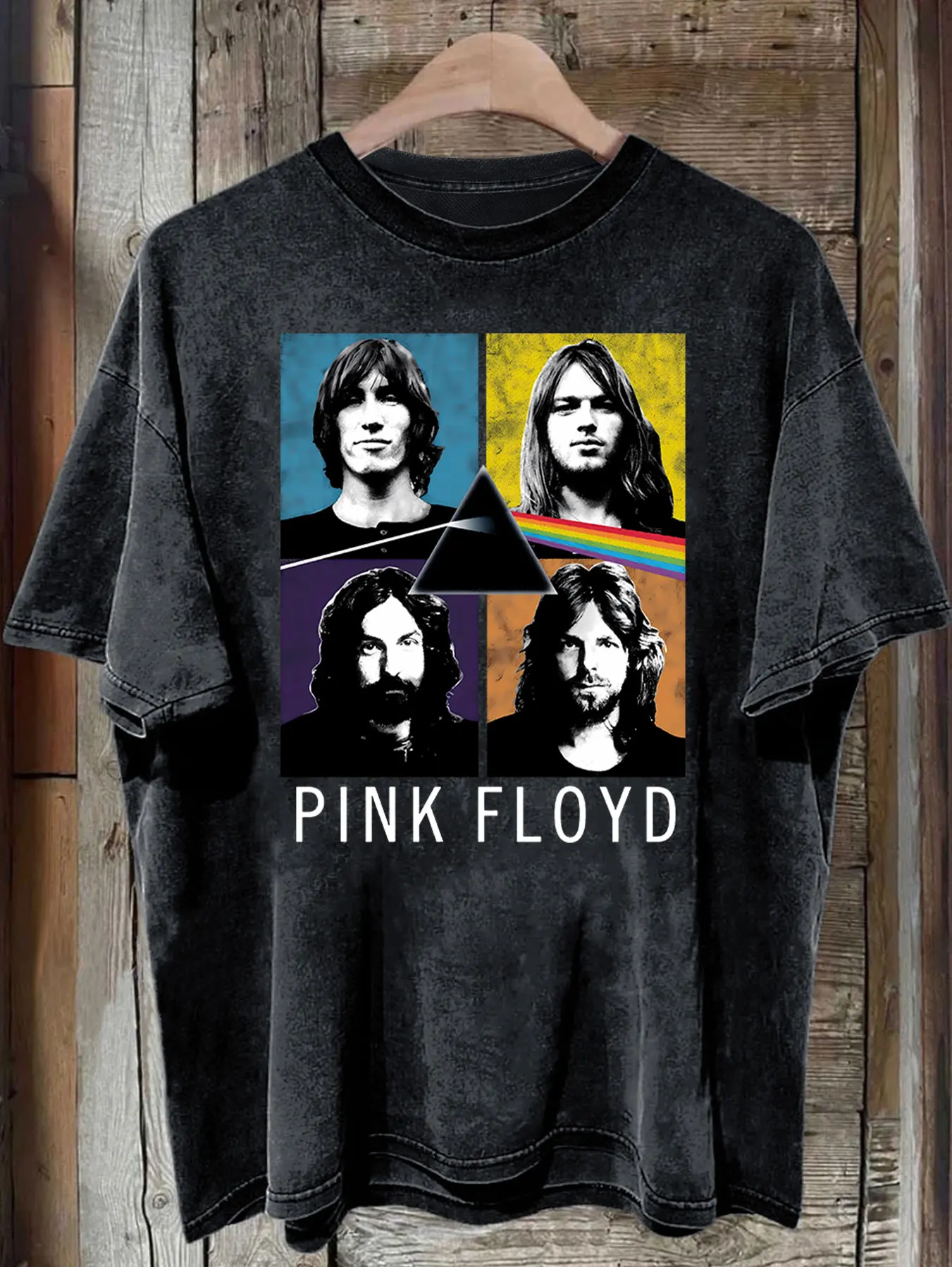 T-shirt délavé à motif Rock Vintage Y2k, haut graphique Floyd rose pour femmes, vêtements à la mode