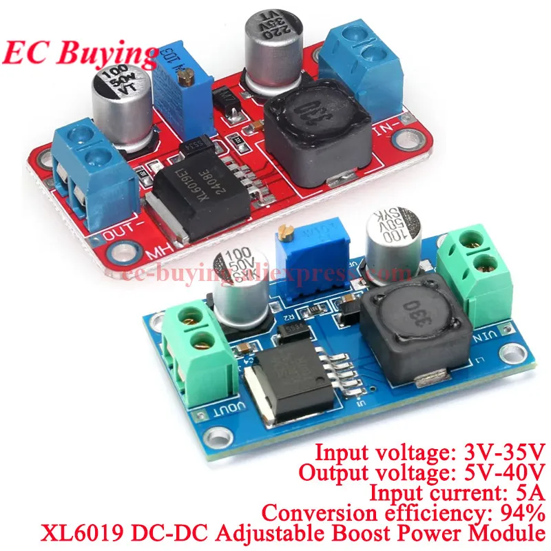 1-10Pcs XL6019 5A DC-DC Step Up Power Supply Module Boost Volt Converter Adjustable Output 3V-40V To 5V-45V 12V 24V Super LM2577
