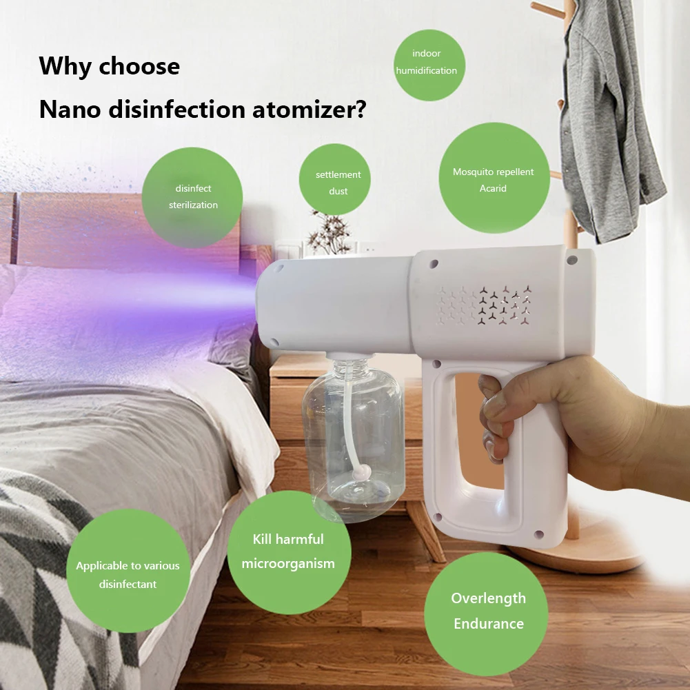 Wireless Atomization Sanitizer Machine USB Charging Electric Sterilizer Sprayers Blue Light Portable Supplies for Cloth Shoe