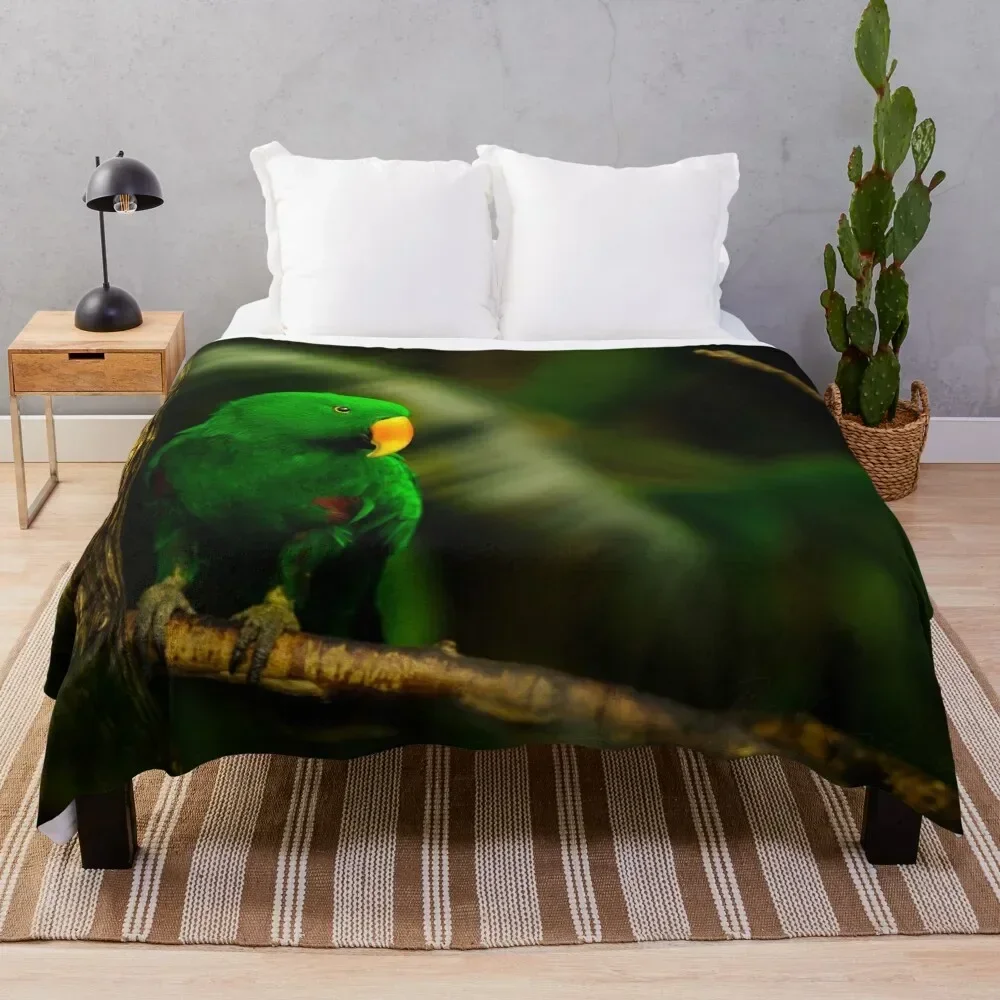 Exotic Bird Green Parrot Eclectus male Throw Blanket Thin Bed Fashionable Blankets