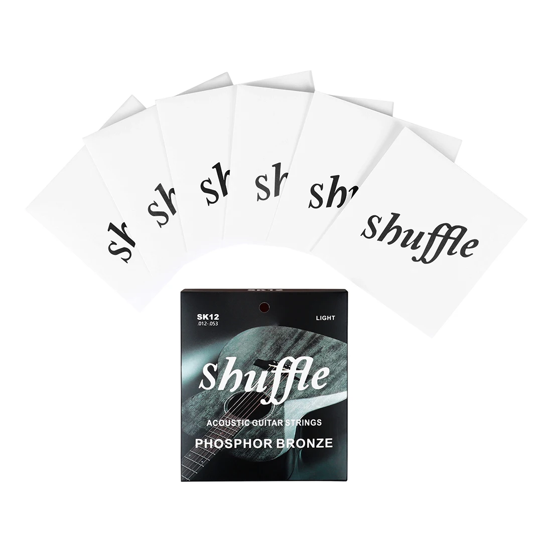 Shuffle-SK12 Cordas de guitarra folclórica Núcleo de aço carbono alto Cordas de guitarra acústica Fio de liga hexagonal Peças de revestimento anti-ferrugem