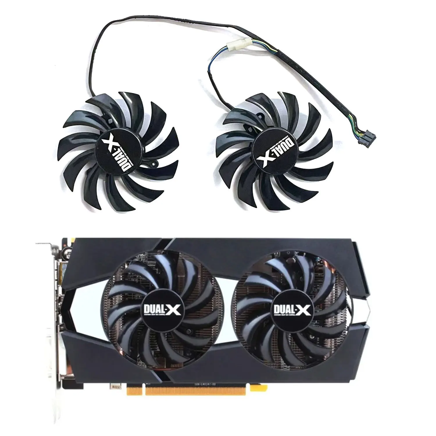 New GPU fan 4PIN 75MM D7010H12S for Sapphire Dual-X GTX 550 750 770 Ti graphics card replacement fan