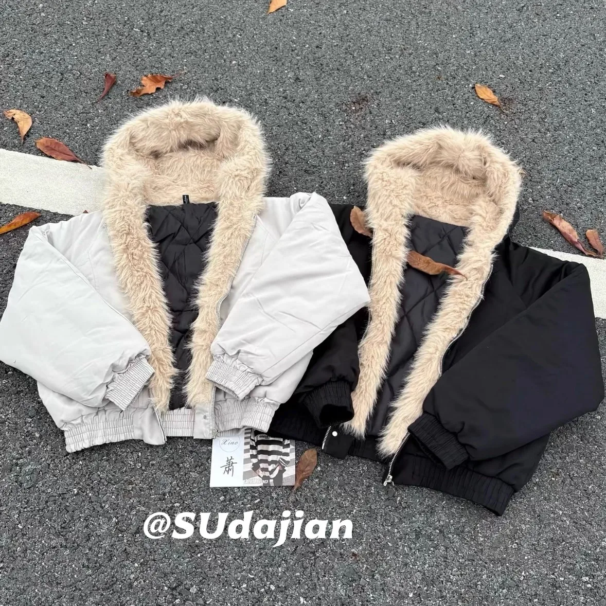 

ex ort Cotton Jaet Hooded Fur Collar Cleanfit Warmth Casual Streetwear Polyester Fiber Zipper Closure Long Sve Coat