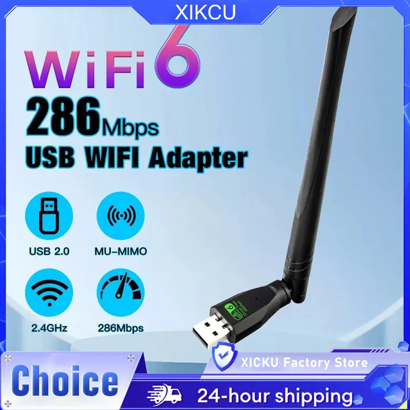 WIFI 6 USB Adapter AX286 Network Card Dongle 2.4GHz 802.11AX Antenna Signal Reception For Laptop Windows 10 11 Driver Free