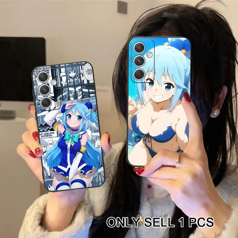 Konosuba Aqua Phone Case for Samsung Galaxy S26 S25 S24 S23 S22 S21 S20 Note20 Plus FE Ultra Soft TPU Shockproof Cover