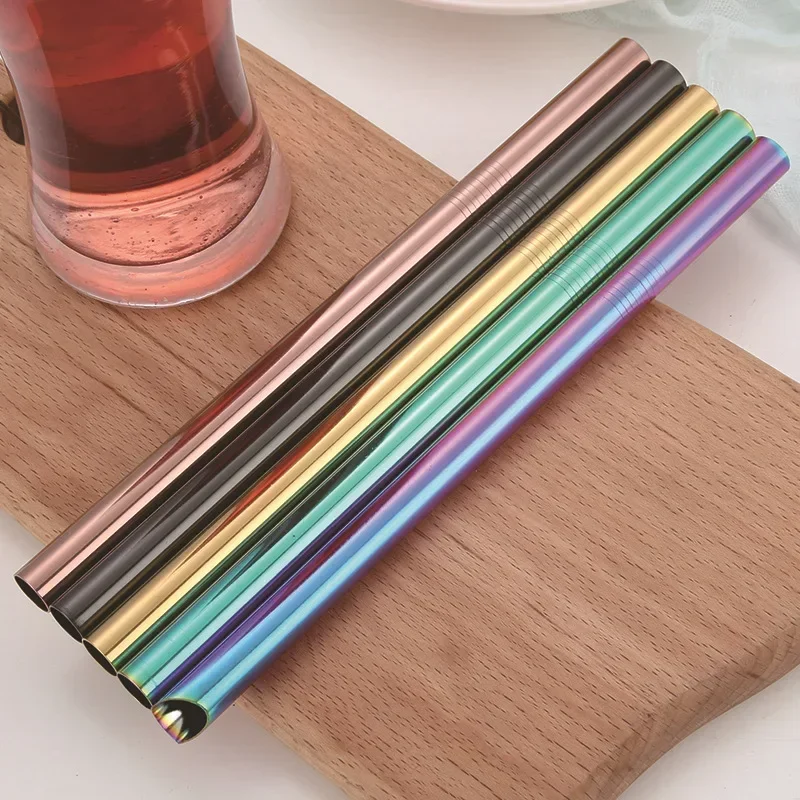 304 Stainless Steel Straw Reusable Metal Straws 12mm Diameter Bubble Tea Milkshake Drinking Creative Home Restaurant Straw