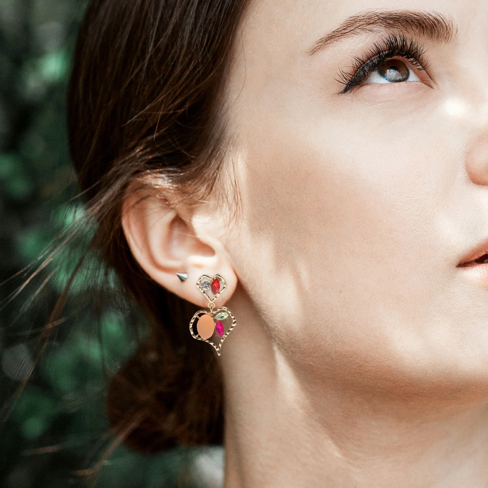 

1Pair Sparkly Heart Earrings Rhinestone Chunky Vintage Drop Earrings for Women Wedding Valentine Party Jewelry