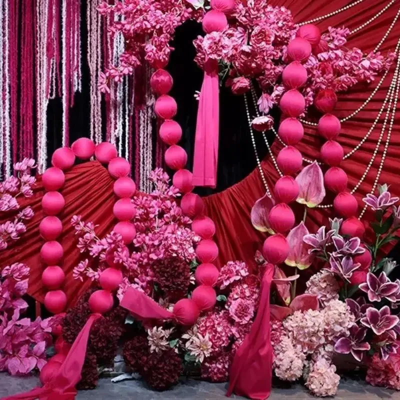 

Свадебная тканевая шаровая гирлянда, декор фона для вечеринки, романтическая подвеска на потолок, реквизит для фотобудки, тканевая шариковая веревка для домашнего фестиваля