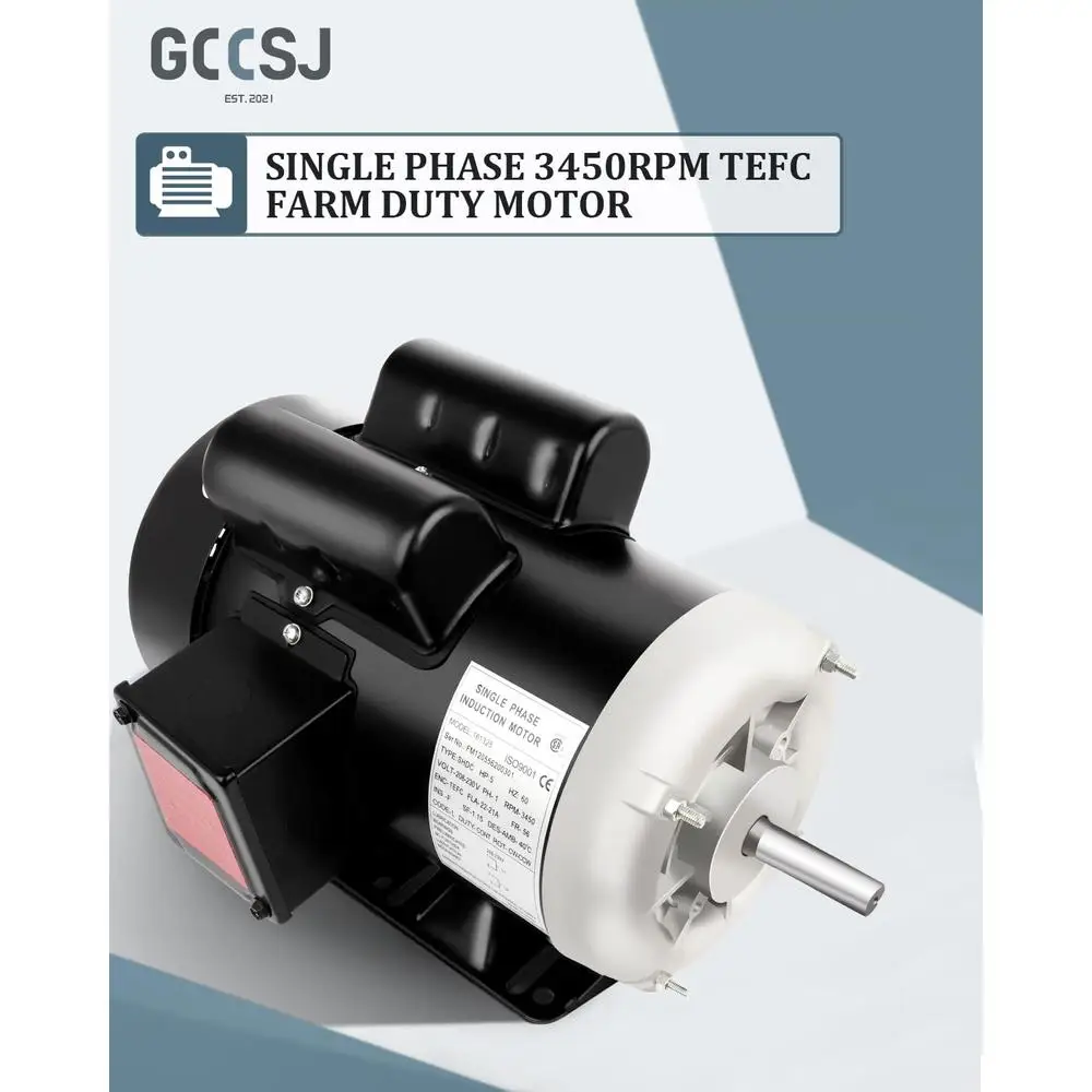 5HP 전기 모터 단상 3450 RPM TEFC 60Hz 208-230V 농장 의무 56 프레임 5/8" 샤프트 직경