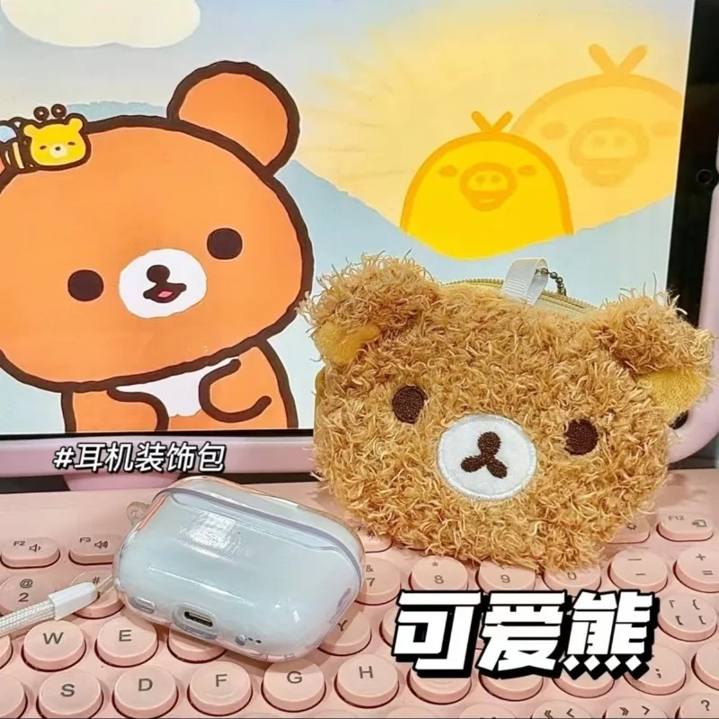 กระเป๋าใส่เหรียญตุ๊กตาอนิเมะริลัคคุมะสุดน่ารักสำหรับเด็กผู้หญิง กระเป๋าการ์ตูนน่ารัก กระเป๋าเก็บของสำหรับเด็ก ที่ใส่บัตร อุปกรณ์เสริม ของขวัญคริสต์มาส