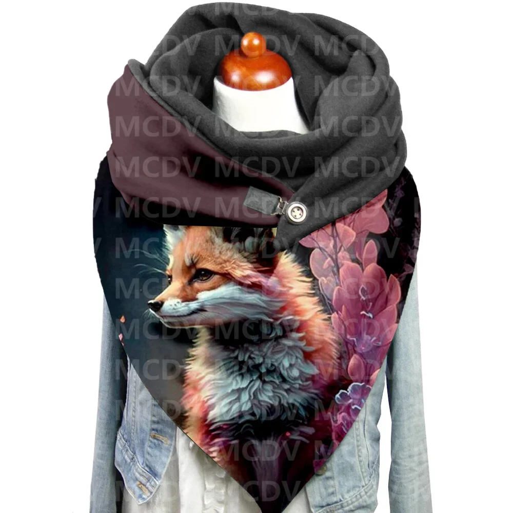 Fox 3D Printed Casual Scarf And Shawl for Women Warm and Comfortable Scarf