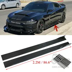 6PCS 2.2m Universal Side Skirt Extension Rocker Plate Lip Separator Bumper For Dodge Charger SRT SXT RT For Audi A3 S3 A4 S4 A5