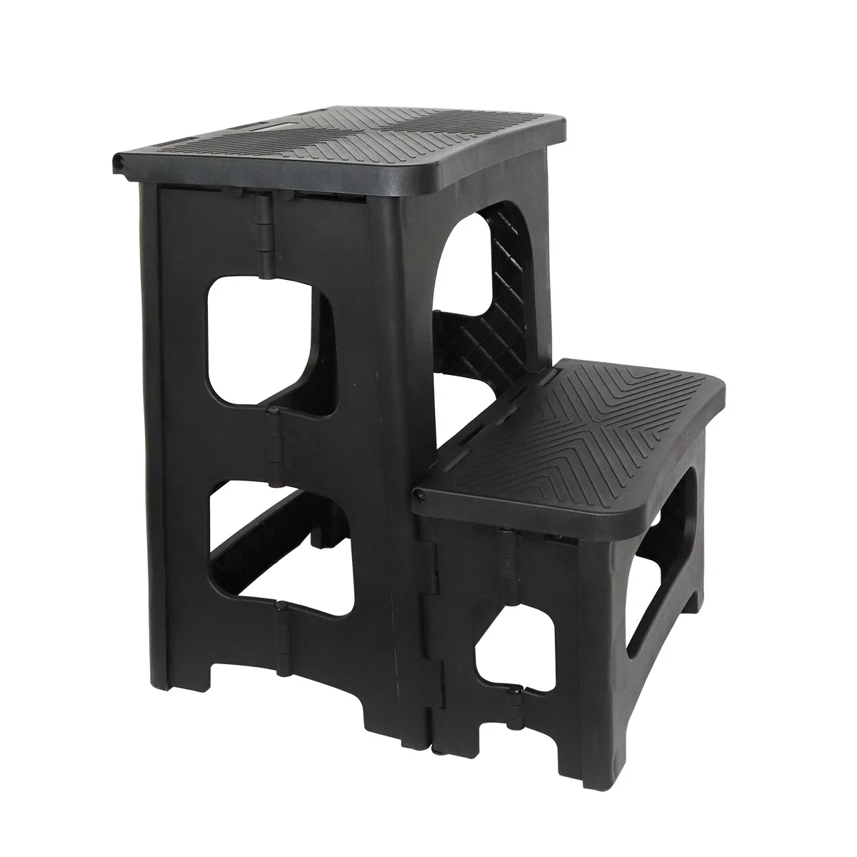 Home Foldable Stool Two Step Home Plastic Climbing Steps High and Low Pedal Folding Stool High and Low Ladder Stool