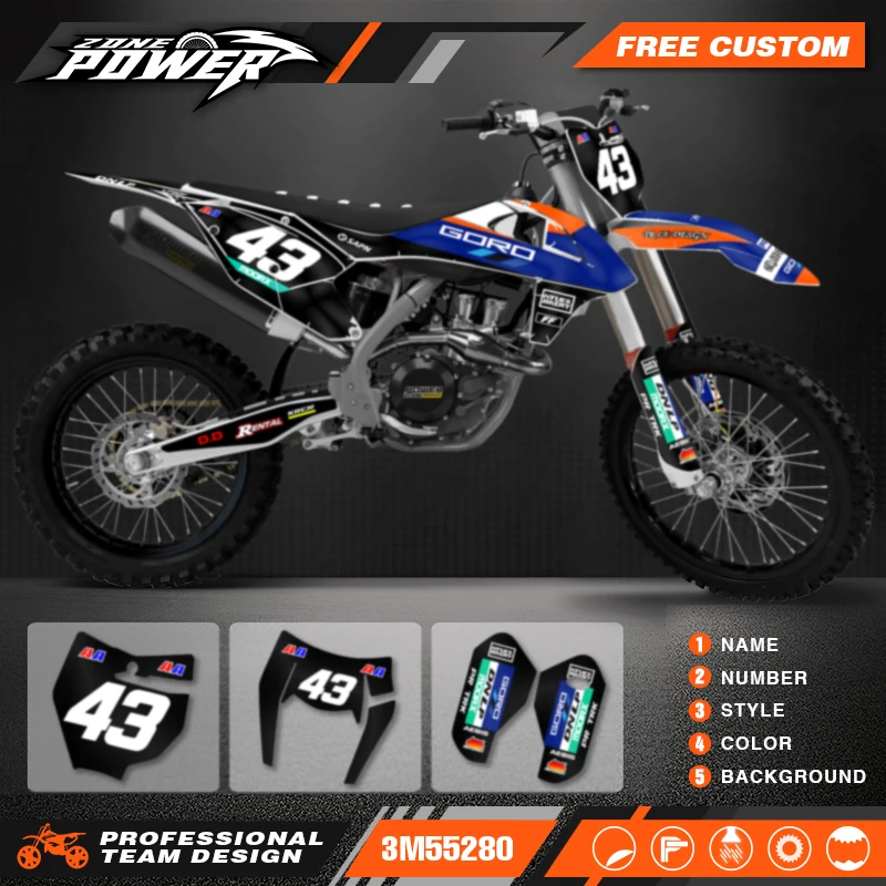 Powerzone Custom  Motorcycle Graphics Backgrounds Decal Stickers Kits for KTM SX SXF 2016-2018 EXC XCW 2017-2019 125-500cc 23