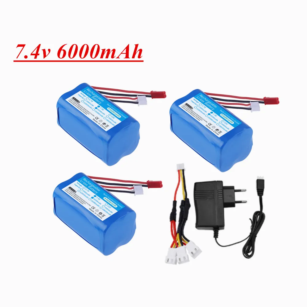 7.4V 6000mAh Li-ion rechargable battery and Charger for HuanQi 957/948/848B/827B/823/955/956/957/948 MJX F45/T55 RC Toys Parts