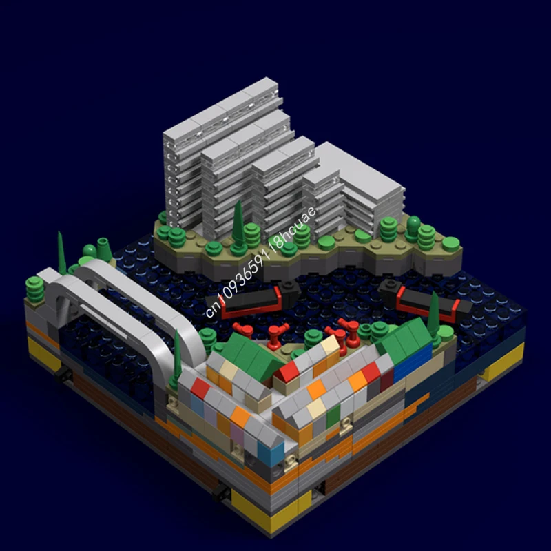 796 Uds MOC 20x20 Micro City conectable Waterfront Creator modelo bloques de construcción ensamblar juguetes DIY regalos de navidad