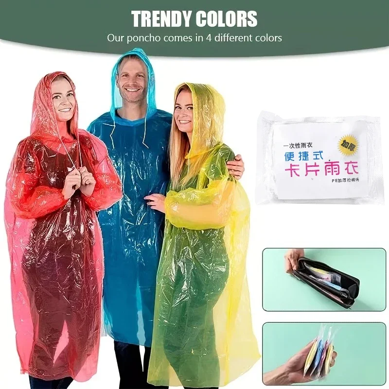 1PC Disposable Card Raincoat Portable Compression Outdoor Raincoat Adult Mountaineering Raincoat Good for Camping Hiking Biking