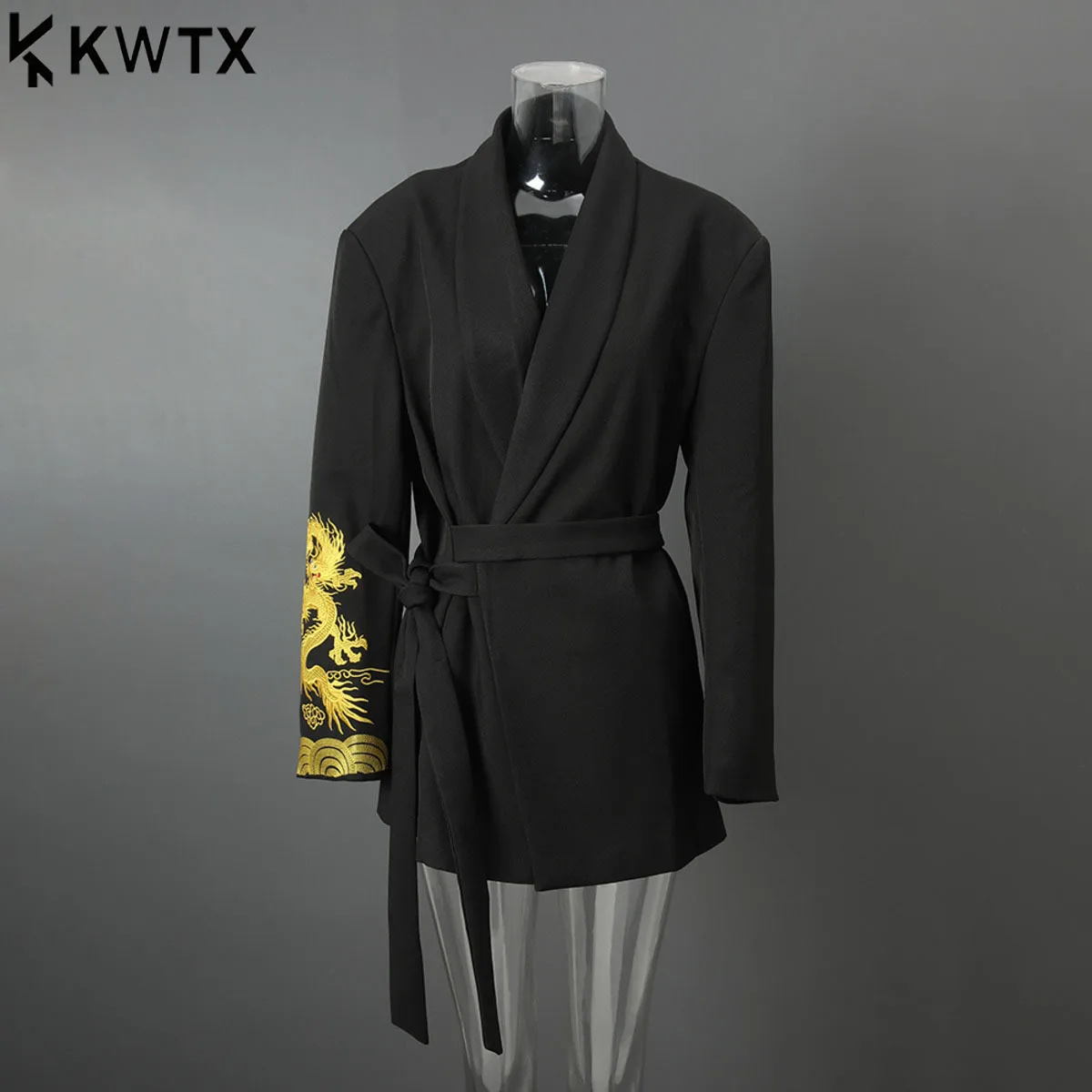 

KWTX женский пиджак с цветными блоками, дизайнерский воротник с лацканами, тяжелая вышивка, шнуровка на талии, Новое поступление 2025, винтажный шик