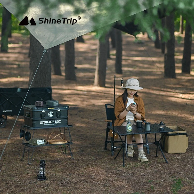 ShineTrip Outdoor Aluminum Alloy Large Capacity Storage Box, Camping Storage Multi functional Waterproof Car Box, Storage Basket